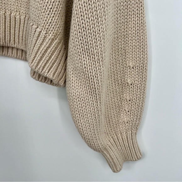 Good American Crewneck Chunky Knit Sweater Pullover Cropped Cream 5/6 2XL / 3XL - Picture 6 of 8
